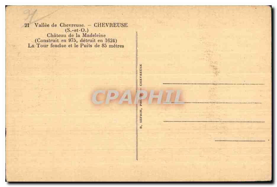 Vallee de Chevreuse - Chateau de la Madeleine - CPA  — Rückseite