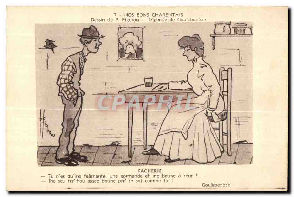 Nos Bons Charentais - Dessin de P Figerou - Facherie - Illustration Humour - CPA 