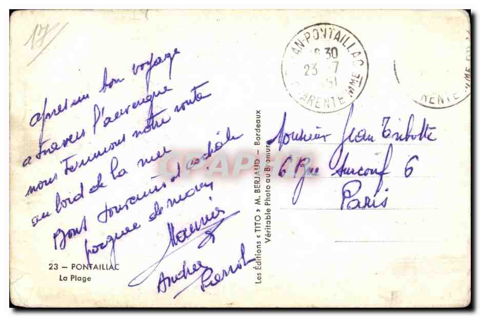 CPA Pontillac La Plage — Reverso