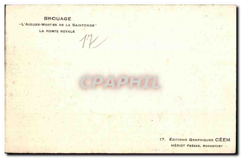 Brouage — L'Aigues-Mortes de la Saintonge — La Porte Royale — Éditions Graphiques Céém — Verso