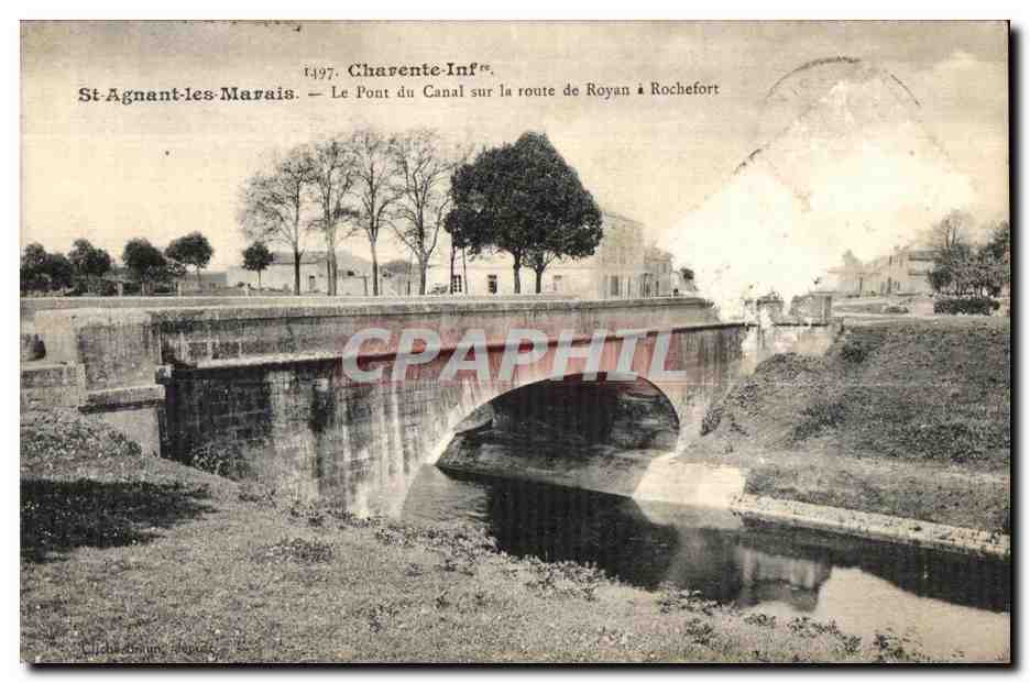 St-Agnant-les-Marais — Le Pont du Canal sur la route de Royan à Rochefort — Éditeur : A. Delaporte, n° 1497