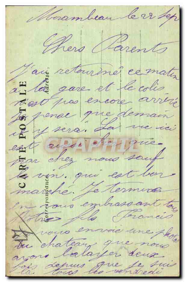 CPA Mirambeau La Chateau Allees des Platanes — Back
