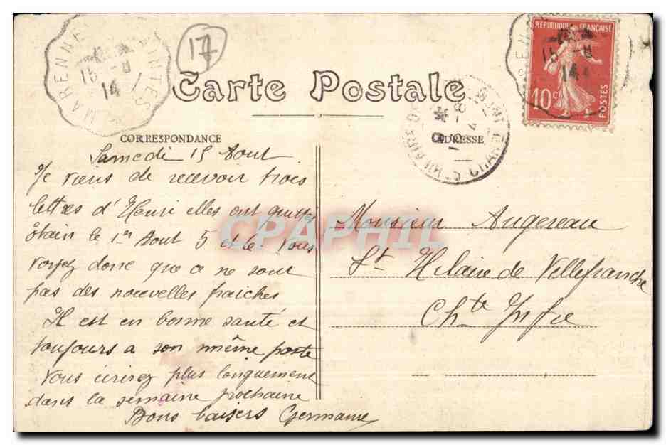 CPA Charente Inf Vue Generale du Bourg des Essarts — Back