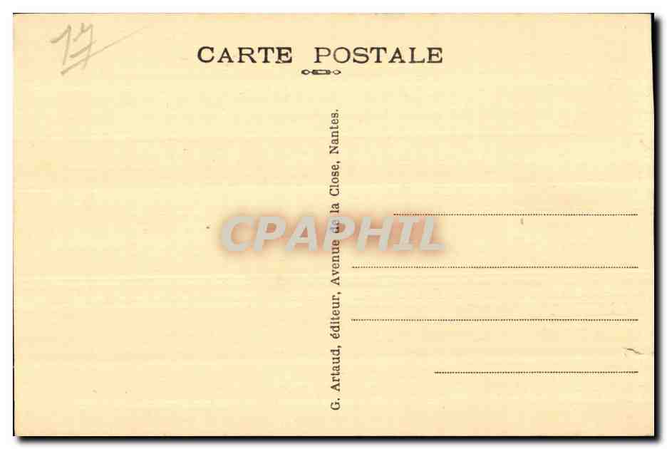 CPA Aulnay Perspective des pillers chapiteaux remarquables par leurs ornements et au fond a droite statue de Jeanne d Arc — Back