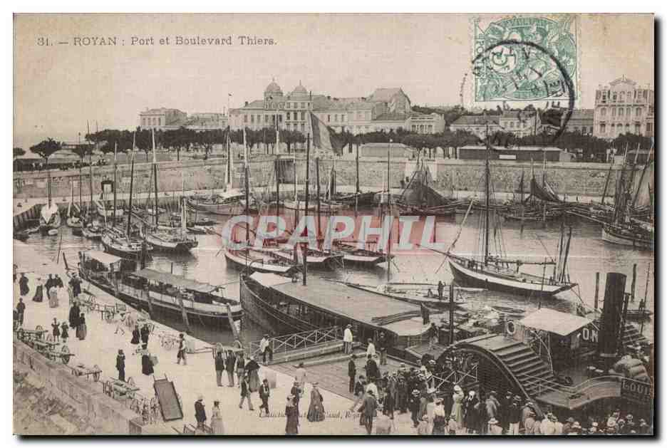 Royan : Port et Boulevard Thiers — Carte postale n°31, éditée par L. Chauvin, Royan
