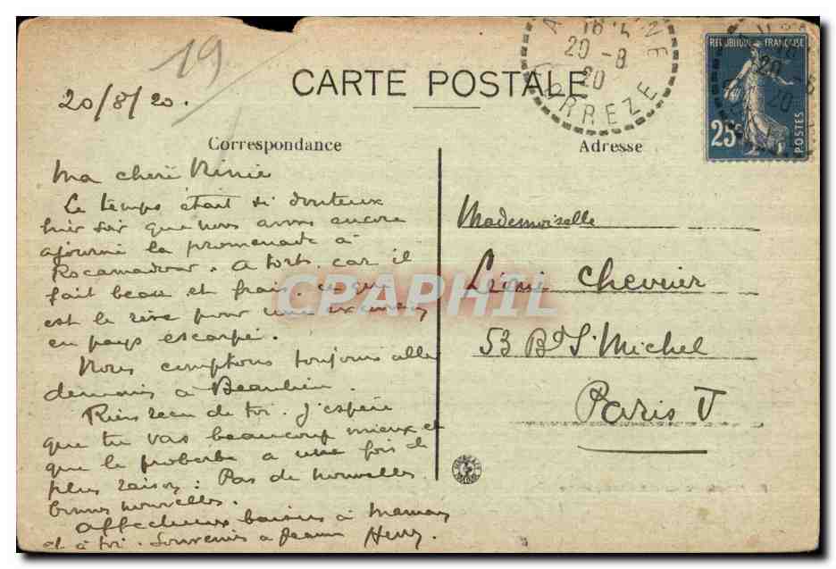 CPA Aubazine La Vallee de la Correze  — Rückseite