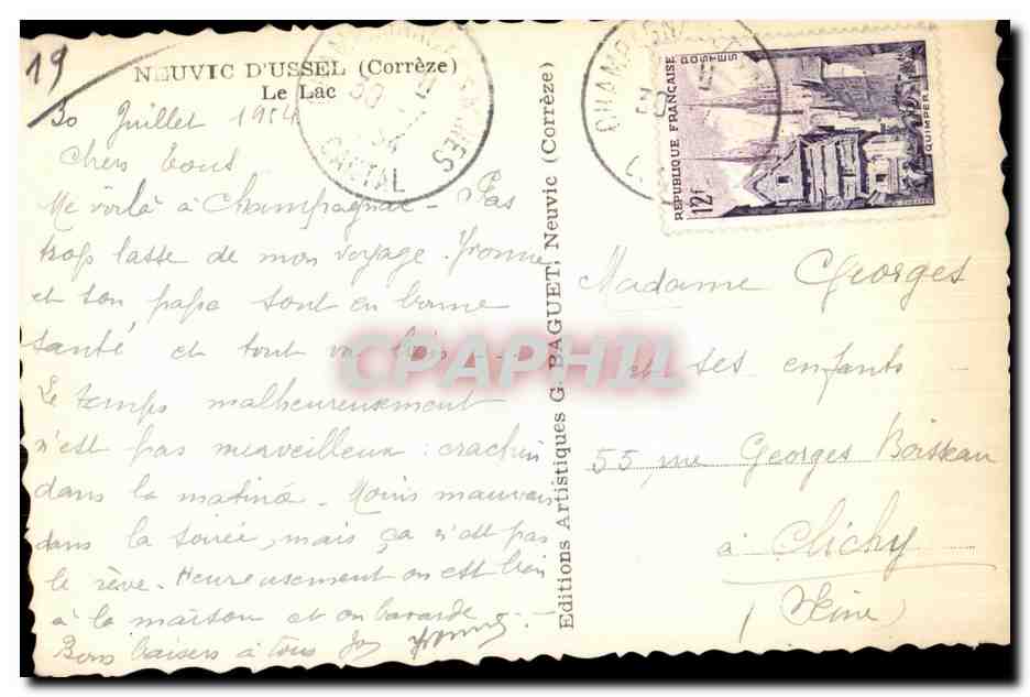 CPA Neuvic D Ussel (Correze) Le Lac — Rückseite