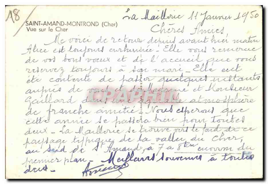 Saint Amand Montrond - Vue sur le Cher - CPA  — Verso