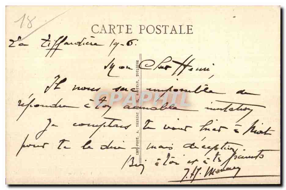 Camp d'Avor — Enfilade des Hangars — Éditeur A. Thibaut — Rückseite