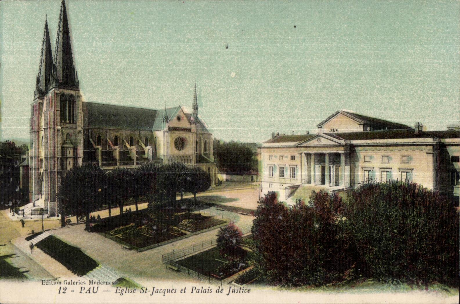 Pau - Eglise St Jacques et Palais de Justice - CPA 