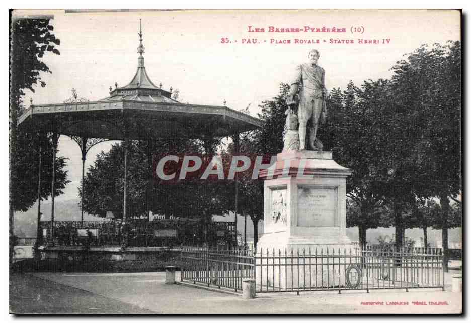 Pau - Place Royale - Statue Henri IV - CPA 