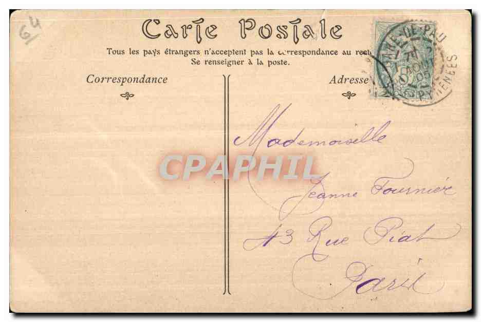 CPA Pau Vue Generale prise de Guindalos — Rückseite