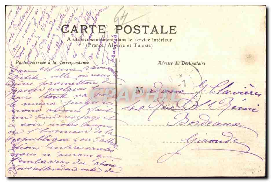 CPA Pau Le Chateau vu de Gave — Rückseite