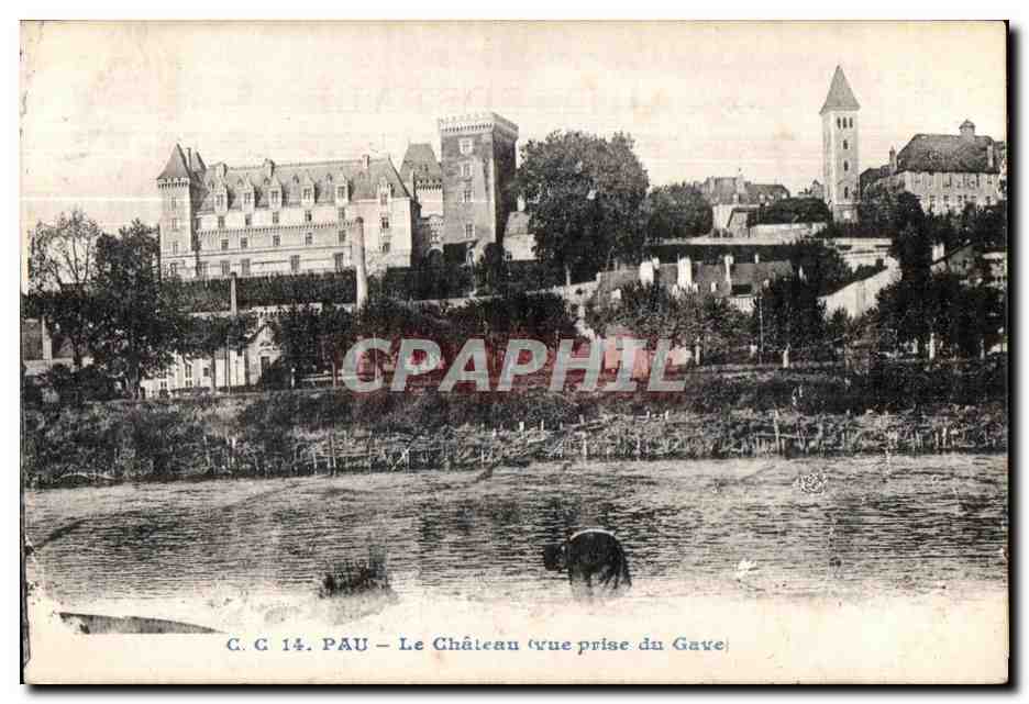 Pau — Le Château (vue prise du Gave)