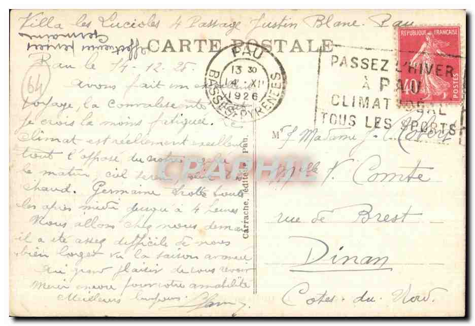 Pau — Le Château (vue prise du Gave) — Rückseite