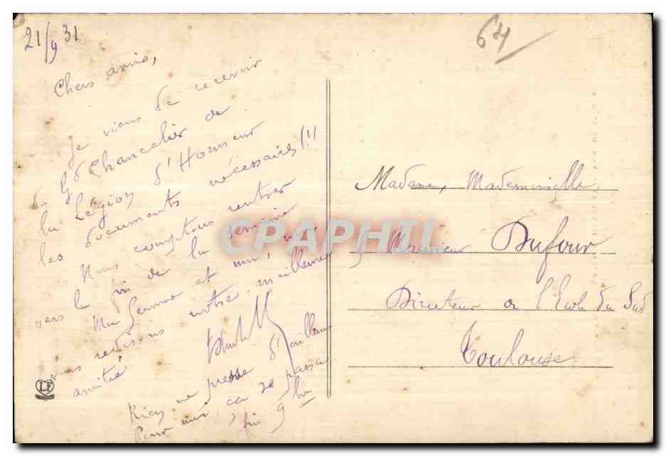 CPA Pau Les Banners Pyrenees Pau Chateau Henri IV Vue des L Ouray — Rückseite
