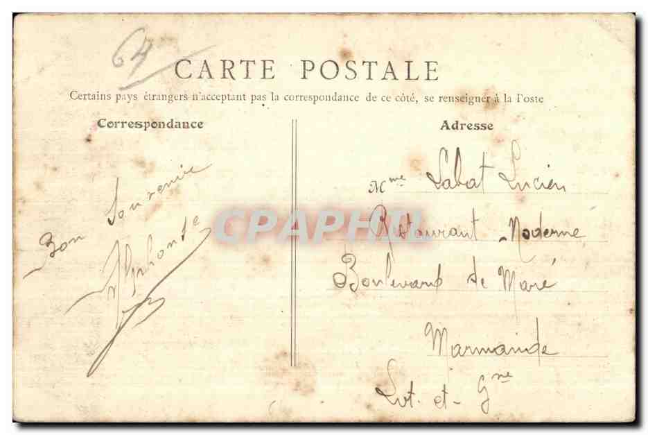 CPA Pau Bolevard des Pyrenees — Rückseite