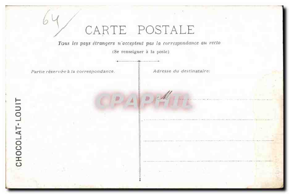 CPA Pau Bizanos Edite pour le chocolat Louit — Rückseite