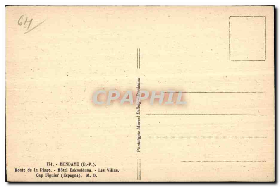 Cap Figuier — Ansicht der Villen und des Hotels — Phototypie Marcel Delbog — Rückseite