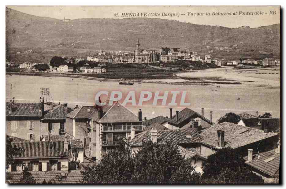 CPA Hendaye (Cote Basque) Vue sur la Bidassoa et Fontarabie