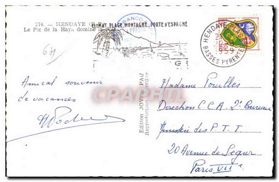 Le Pic de la Haye — Hendaye (B.P.) — Édition Jovane Pau — Reverso