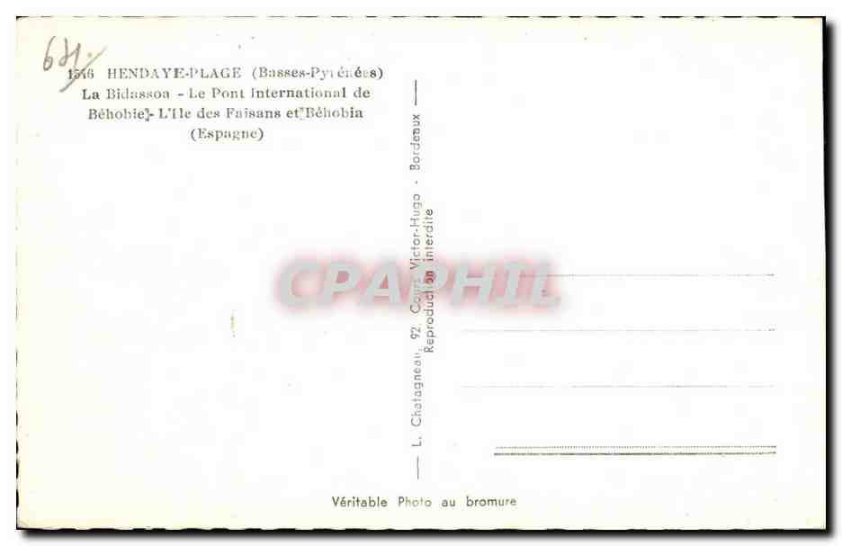 CPA Hendaye Plage (Basses Pyrenees) La Bidassoa Le Pont International de — Reverso