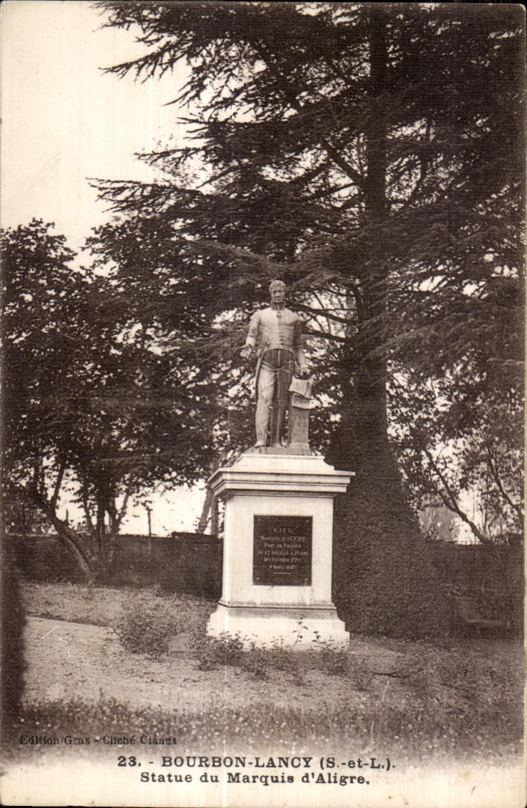 Bourbon-Lancy (S.-et-L.) — Statue des Marquis d'Aligre — Edition Gras, Bild Ciancs