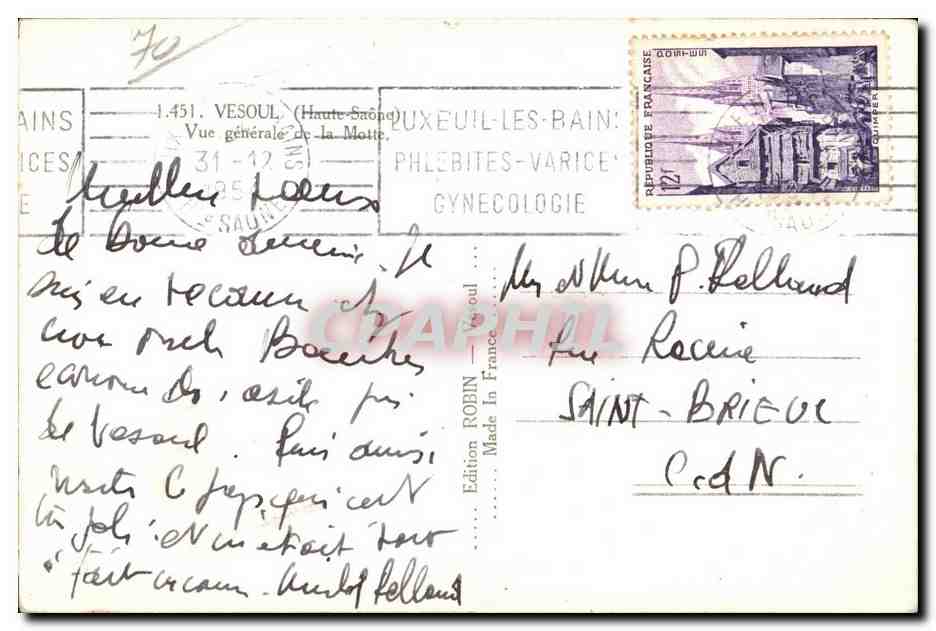 Vue générale de la Motte — Vesoul (Haute-Saône) — Édition Robin — Back