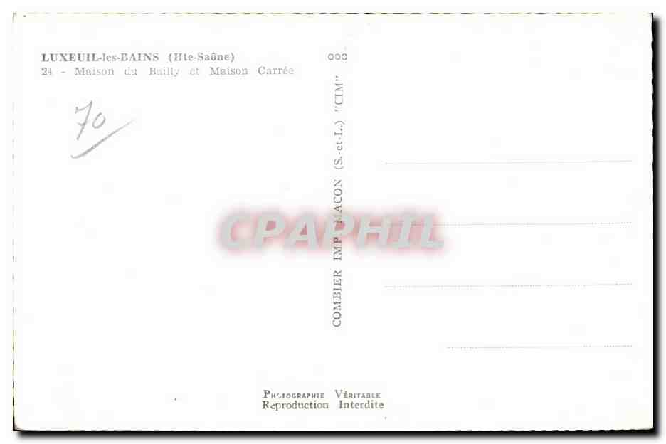 Luxeuil les Bains - Maison du Bailly et Maison Carree - CPA  — Verso