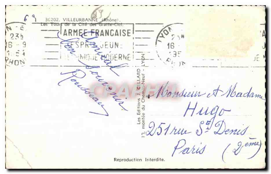 Les Tours de la Cité des Gratte-Ciel — Lyon — Éditions J. Gellard — Verso
