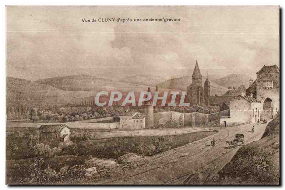 Cluny - Vue de Cluny d apres une ancienne gravure - CPA 