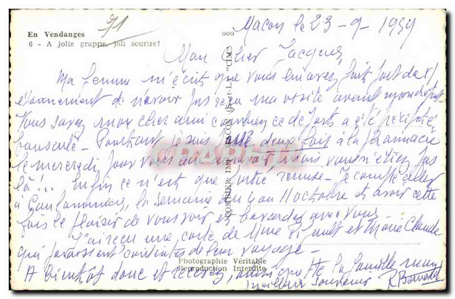 Femme cueillant des raisins — scène de vendanges — éditeur 'Crim' n°6 — Reverso