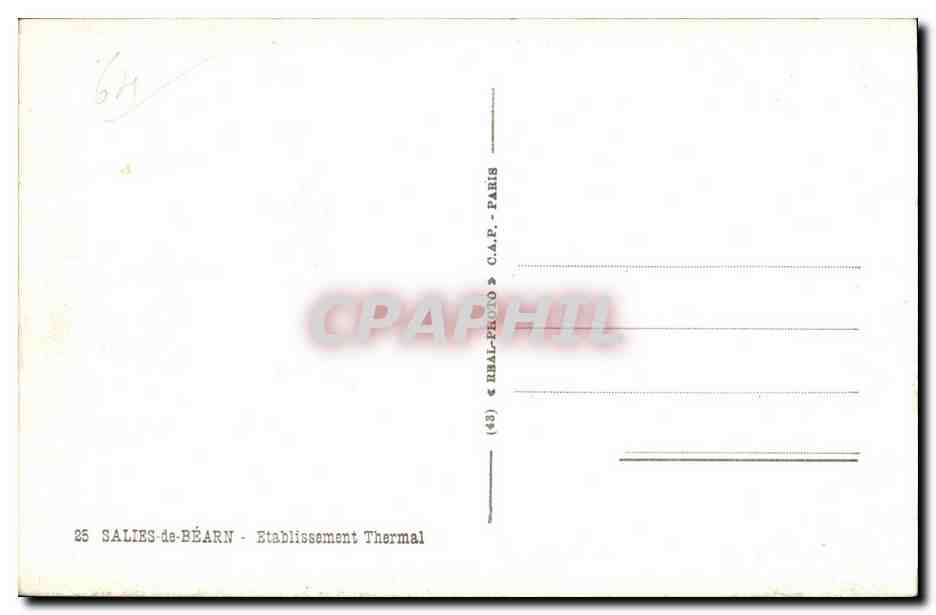 Salies-de-Béarn — Établissement Thermal — C.A.P. Paris — Verso