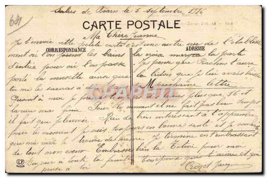 CPA Salies De Bearn Les Thermes — Rückseite