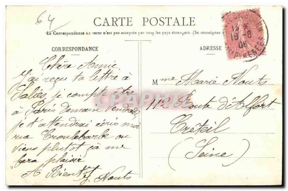 SALIES-de-BÉARN - L'Établissement Thermal — N°64, éditeur Landreau — Back