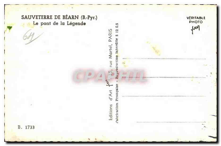 CPA Sauveterre De Bearn (B -Pyr ) Le pont de la Legende — Rückseite