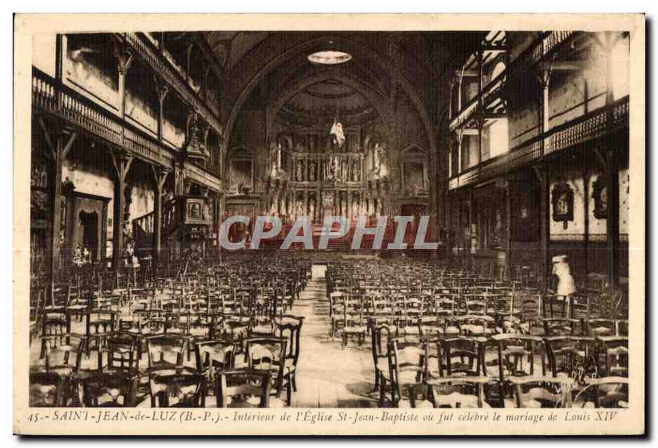 CPA Saint Jean de Luz (B -P ) Interieur de I Eglise St Jean Bapliste au ful celebre le mariage de Louis XIV