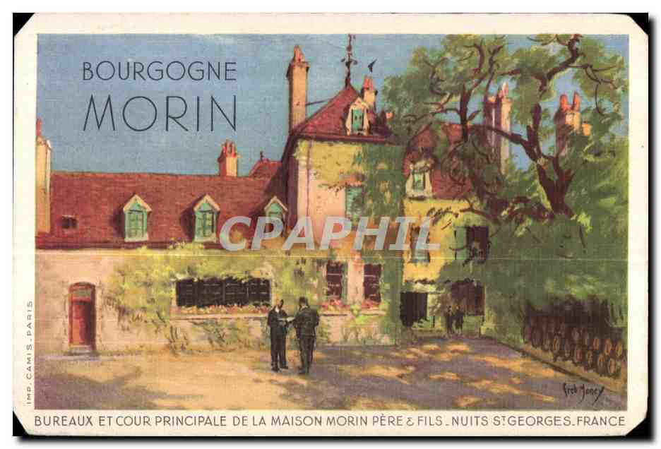 Bourgogne Morin — Bureaux et cour principale de la maison Morin père & fils, Nuits-Saint-Georges, France — Imp. Camis, Paris