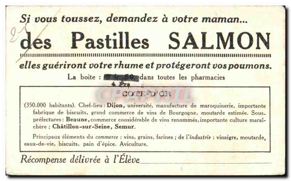 Image Si vous toussez demandez a votre maman des Pastilles Salmon elles gueriront votre rhume et protegeront vos poumons — Verso