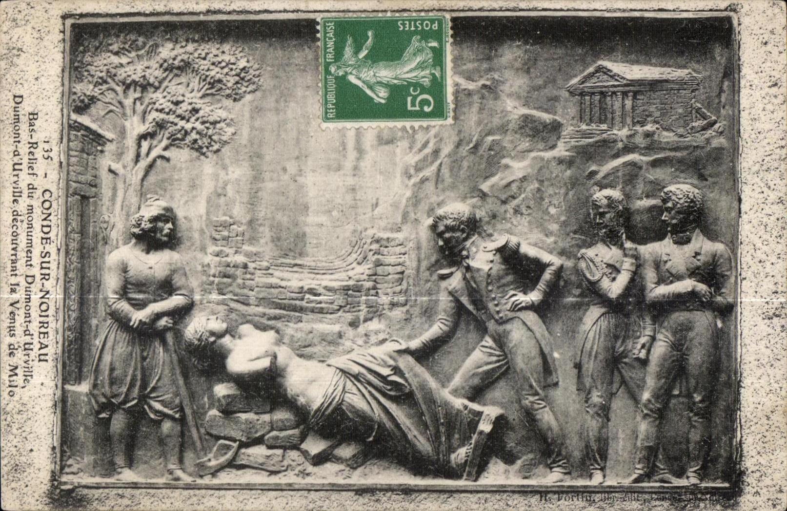 Bas-relief du monument Dumont-d'Urville à Condé-sur-Noireau — H. Portier, lith. All. Paris