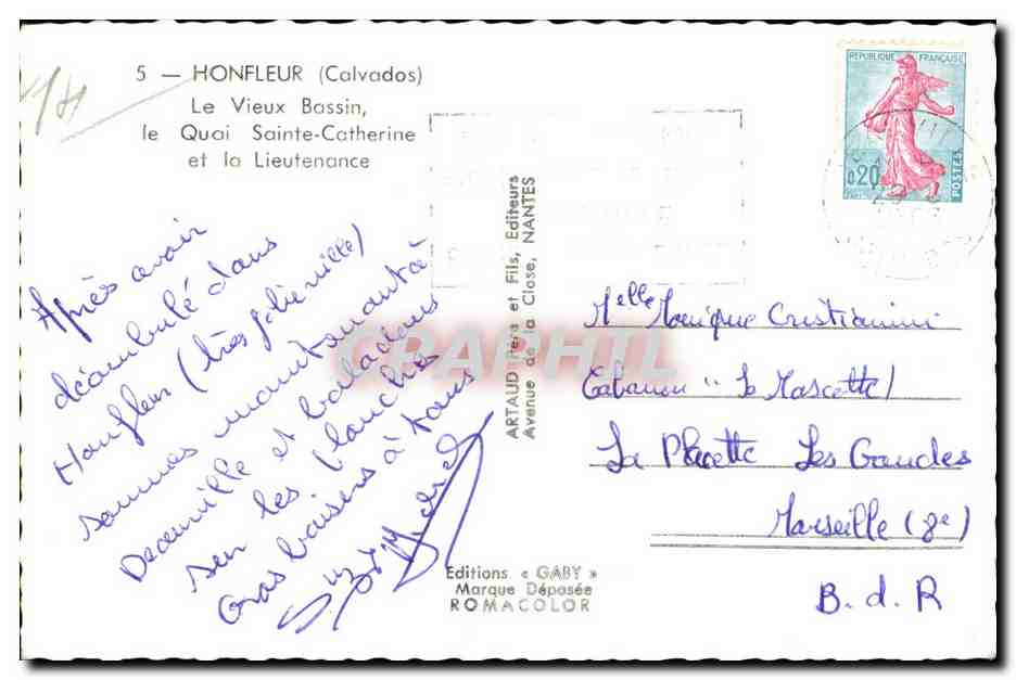 Honfleur — Le Vieux Bassin, le Quai Sainte-Catherine et la Lieutenancière — Éditions Gaby — Verso