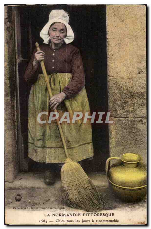 CPA La Normandie Pittoresque Ch es lous les Jours a r commenchie Folklore Costume