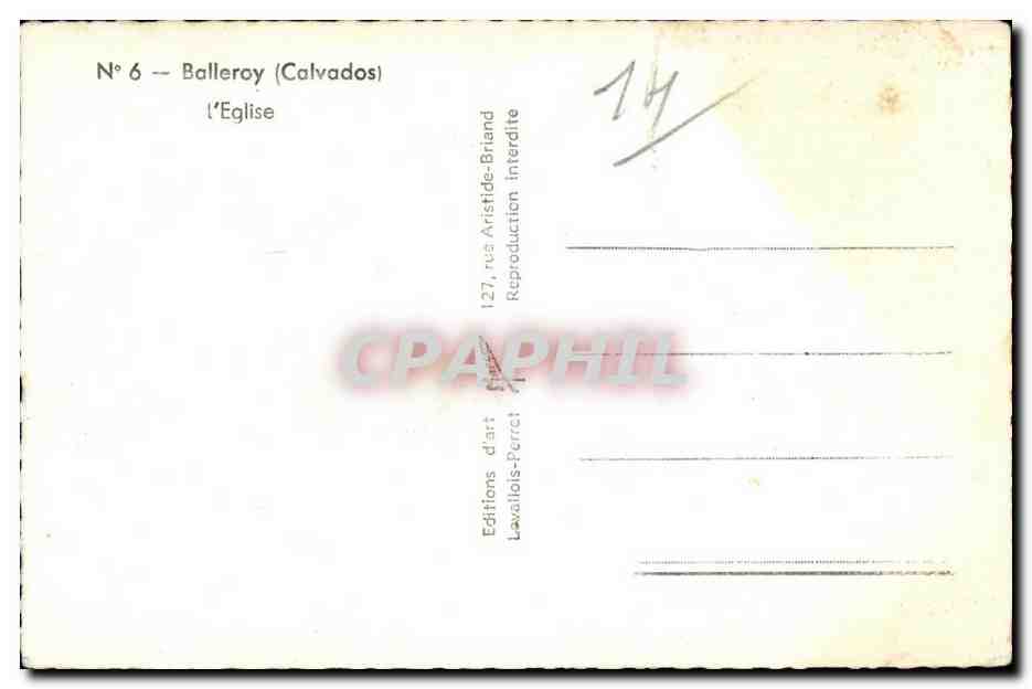 CPA Balleroy (Calvados) I Eglise — Verso