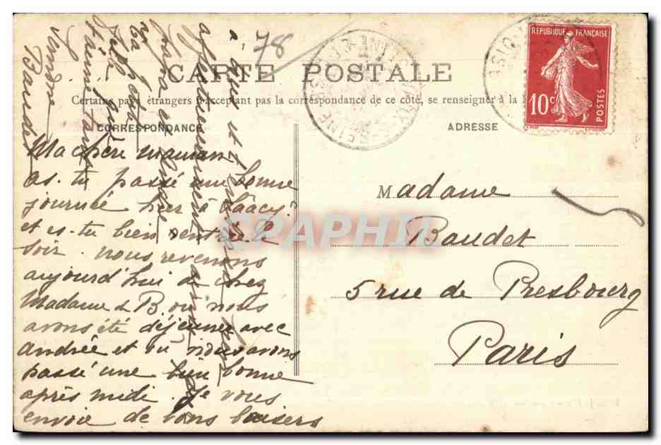 Environ de Meulan — Vaux-sur-Seine — Le Château (1ère vue) — Edit. J. Klein à Meulan — Rückseite