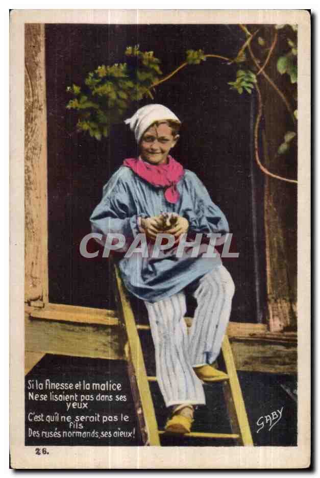 CPA Sila Finesse et Malice Nese lisoient pas dans ses Yeux Cest quilne serait pas Fils Normandie Folklore Enfant 