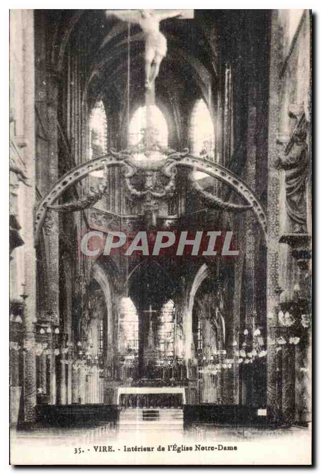 CPA Vire Interieur de I Eglise Notre Dame Christ