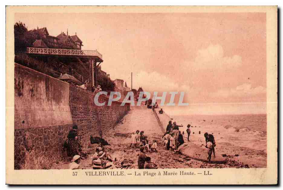 CPA Villerville La Plage a Maree Haute LL