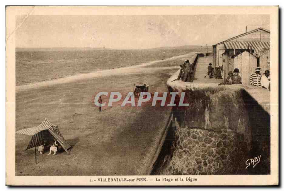 VILLERVILLE-sur-MER — Die Strandpromenade und der Schutzdamm — SABY