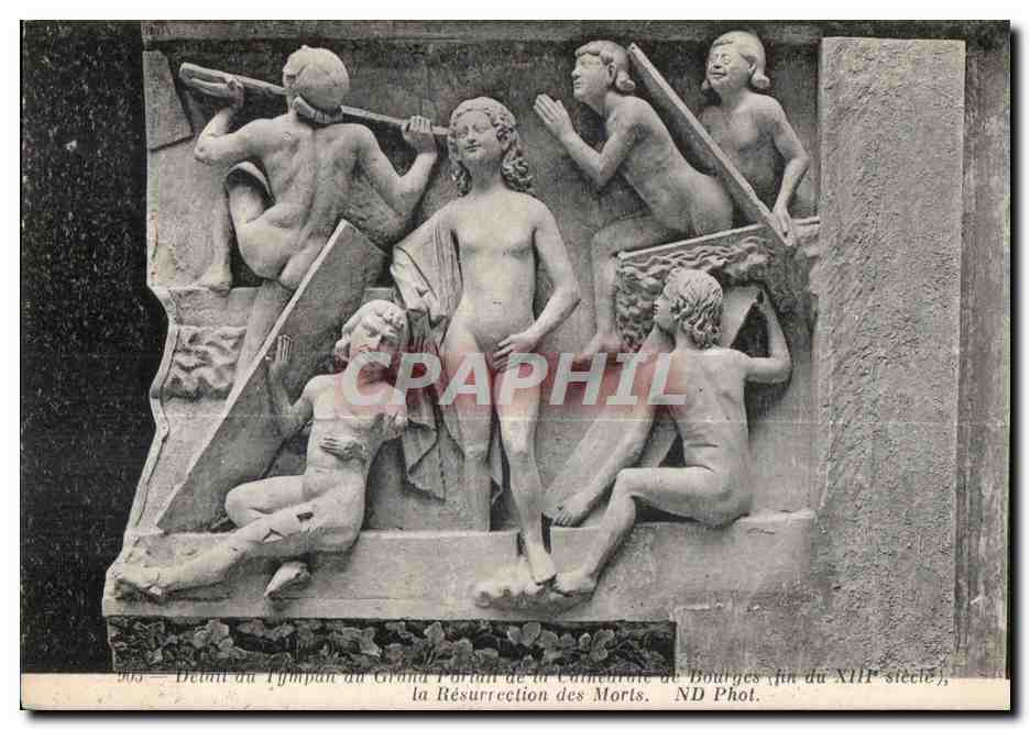 CPA Bourges Detail du Tympan an Grand Portail de la cathedrale de la Resurrection des Morts ND Phot