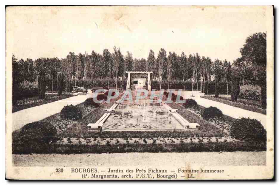 CPA Bourges Jardin des Pres Fichaux Fontaine lumineuse (P Marguerita arch P G T Bourges) LL